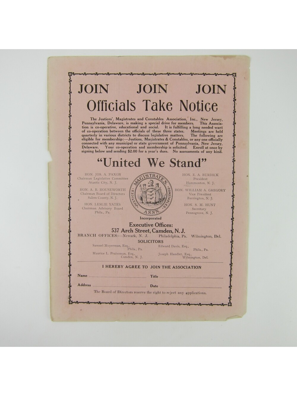 WH Anderson Co Cincinnati Ohio Letter Magistrate Publishing Co Camden NJ 1920s